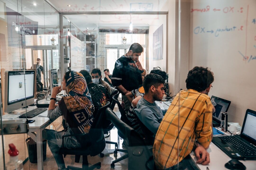 Professional Turkish business team collaborating in office
